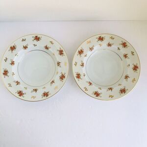 Noritake China 5153 DULCY 2 Soup Bowl Made In Japan Ivory Floral Gold Edge